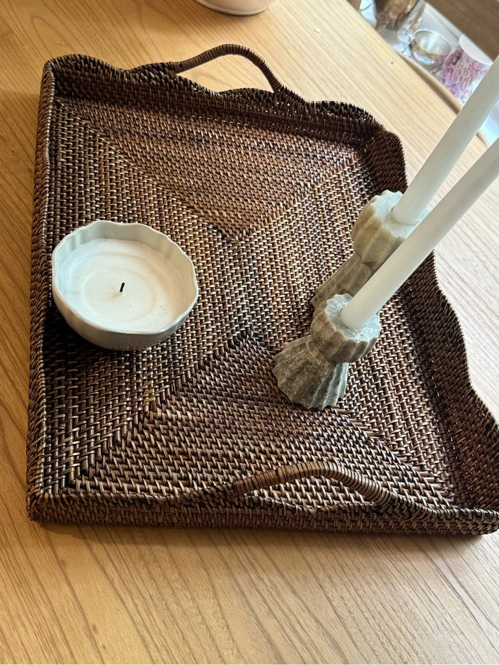 Scallop Rectangular Tray With Handles